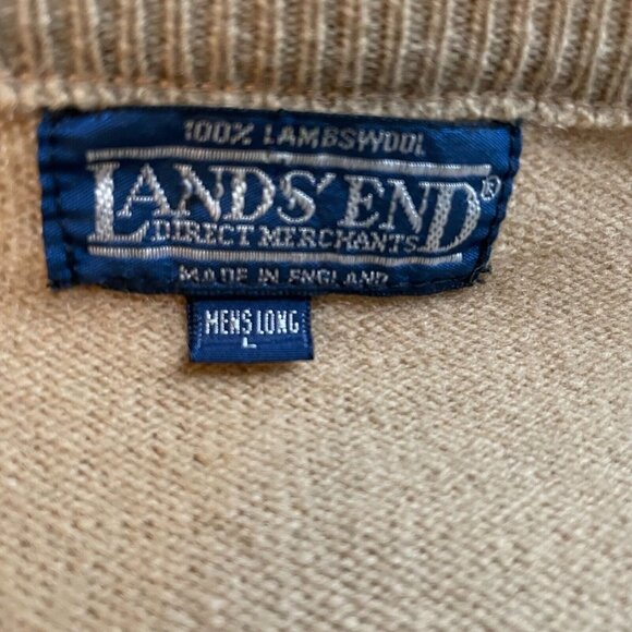 Lands‎ End Lambswool Sweater Mens Long Large Brown England Grandpa Vintage - Picture 9 of 10